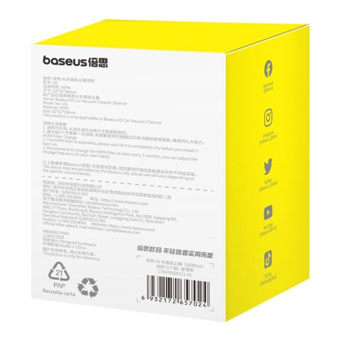 Filtr do odkurzacza Baseus A5 o mocy 16000 Pa - czarny