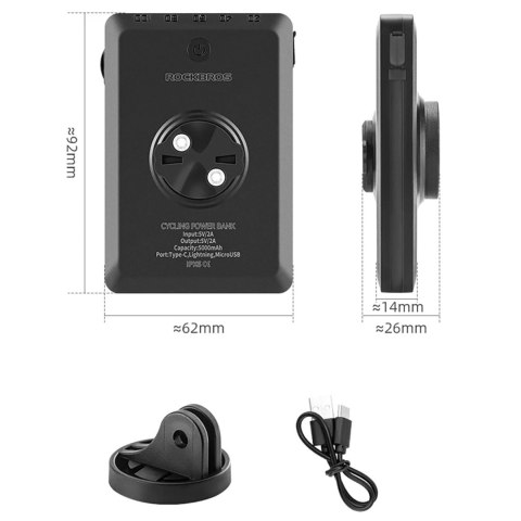 Lampka rowerowa Rockbros JP008 przednia pod licznik 5000mAh 150lm IPX6 - czarna