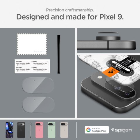 OSŁONA APARATU SPIGEN OPTIK.TR "EZ FIT" CAMERA PROTECTOR 2-PACK GOOGLE PIXEL 9 CRYSTAL CLEAR