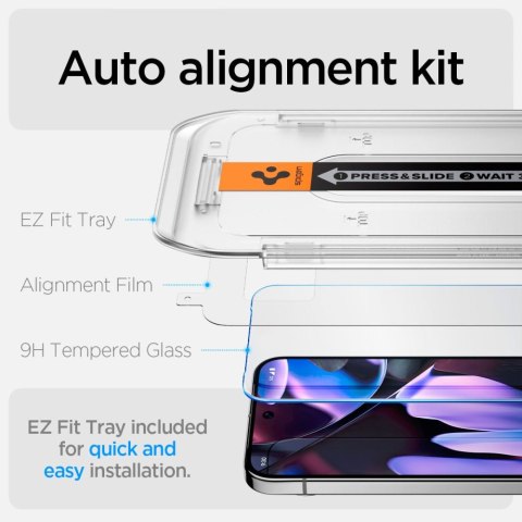 SZKŁO HARTOWANE SPIGEN GLAS.TR "EZ FIT" 2-PACK GOOGLE PIXEL 9 / 9 PRO CLEAR