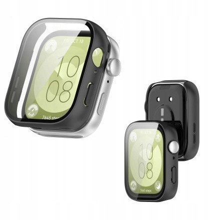 Czarne Etui 360° + Szkło Ochronne do Huawei Watch Fit 3 | 2w1 Pełna Ochrona