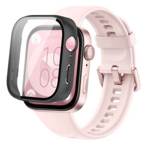 Czarne Etui 360° + Szkło Ochronne do Huawei Watch Fit 3 | 2w1 Pełna Ochrona