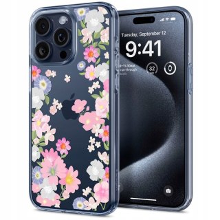 Kobiece Etui Spigen Liquid TPU do iPhone 15 Pro - Blossom Flower