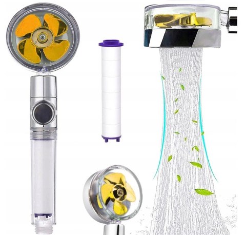 Słuchawka Prysznicowa Z Turbiną Filtrem Wentylator Zwiększająca Ciśnienie