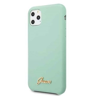 Oryginalne Etui Guess do iPhone 11 Pro zielony/green hard case Silicone Vintage Gold Logo