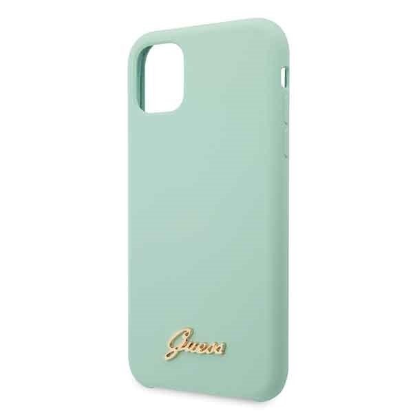 Oryginalne Etui Guess do iPhone 11 Pro zielony/green hard case Silicone Vintage Gold Logo