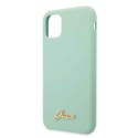 Oryginalne Etui Guess do iPhone 11 Pro zielony/green hard case Silicone Vintage Gold Logo