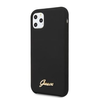 Oryginalne Etui Guess do iPhone 11 Pro Max black/czarny hard case Silicone Vintage Gold Logo