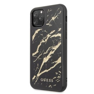 Oryginalne Etui Guess do iPhone 11 Pro Max czarny hard case Glitter Marble Glass