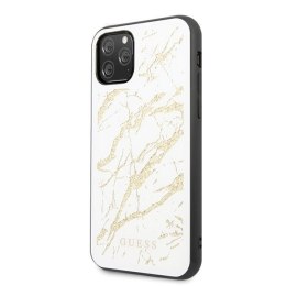 Oryginalne Etui Guess do iPhone 11 Pro Max biały/white hard case Glitter Marble Glass