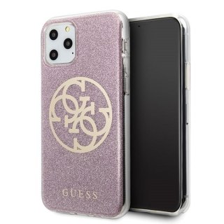 Oryginalne Etui Guess do iPhone 11 Pro Max różowy hard case Circle Glitter