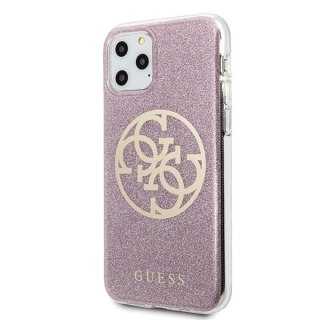 Oryginalne Etui Guess do iPhone 11 Pro Max różowy hard case Circle Glitter