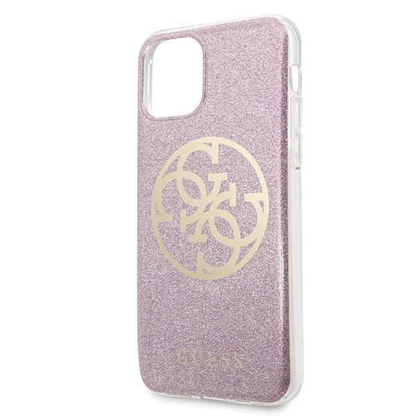Oryginalne Etui Guess do iPhone 11 Pro Max różowy hard case Circle Glitter