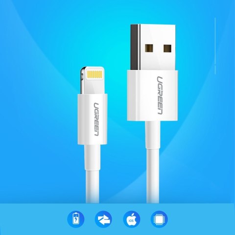 Ugreen kabel przewód USB - Lightning MFI 2m 2,4A biały