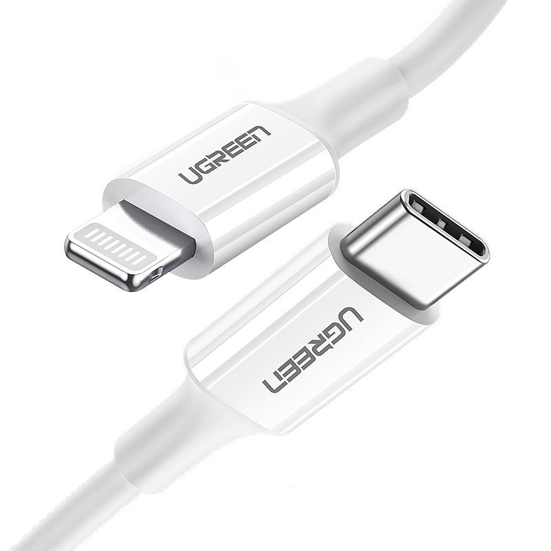 Ugreen kabel przewód USB Typ C - Lightning MFI 1m 3A 18W biały