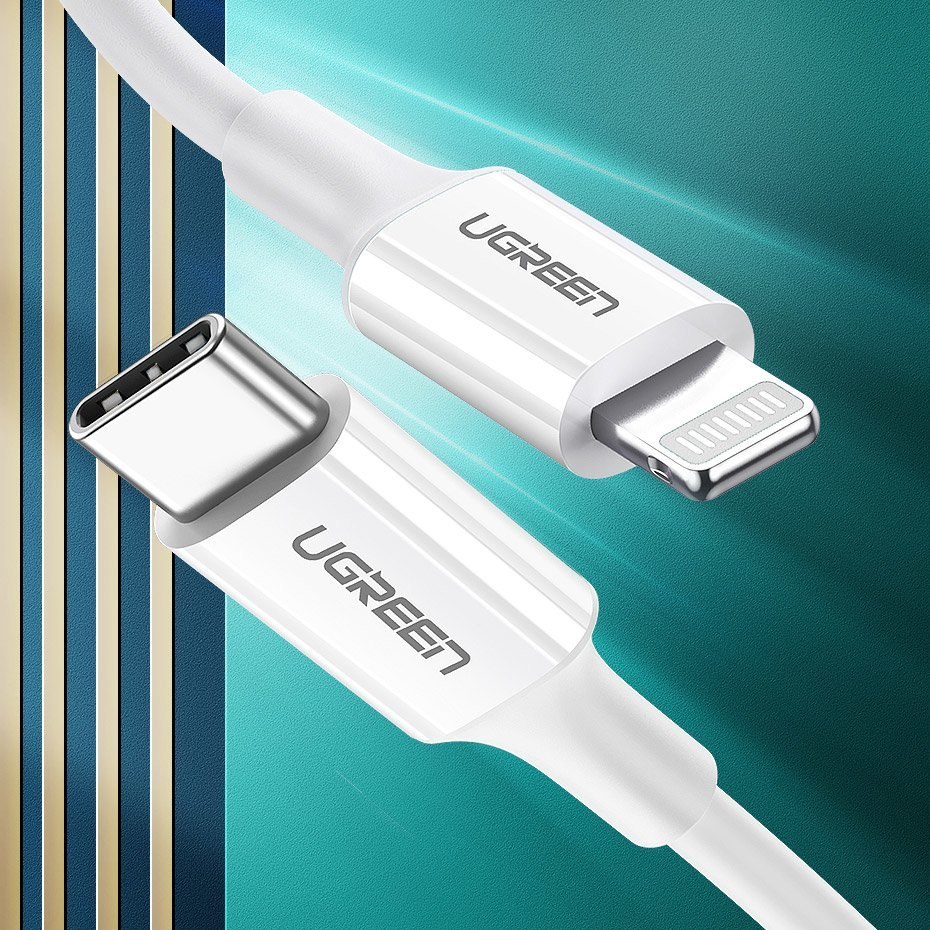 Ugreen kabel przewód USB Typ C - Lightning MFI 1m 3A 18W biały