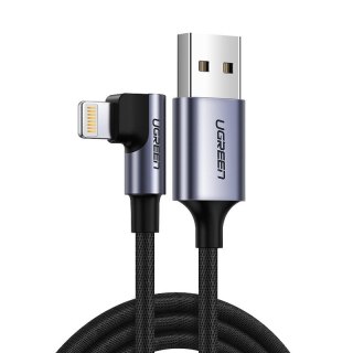 Ugreen kątowy kabel przewód USB - Lightning MFI 1m 2,4A czarny