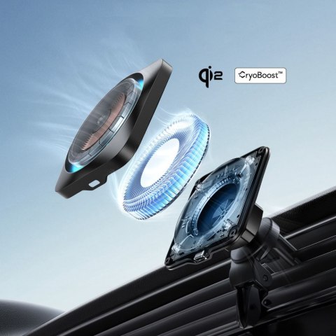 ESR HALOLOCK CRYOBOOST MAGNETIC MAGSAFE DASHBOARD & VENT CAR MOUNT WIRELESS CHARGER QI2 15W FROSTED ONYX