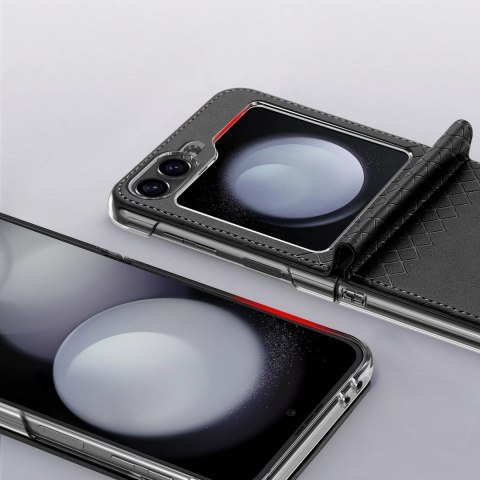 Etui Dux Ducis Bril skórzane na Samsung Galaxy Z Flip 6 - czarne
