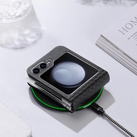 Etui Dux Ducis Bril skórzane na Samsung Galaxy Z Flip 6 - czarne