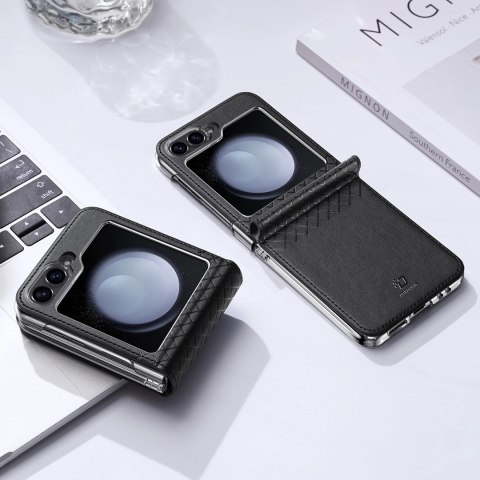 Etui Dux Ducis Bril skórzane na Samsung Galaxy Z Flip 6 - czarne