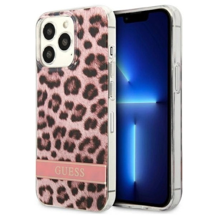 Etui Guess Leopard na iPhone 13 Pro / iPhone 13 - różowe