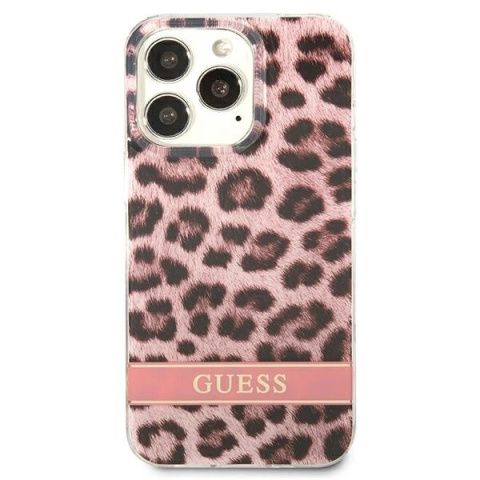 Etui Guess Leopard na iPhone 13 Pro / iPhone 13 - różowe