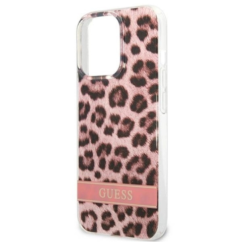 Etui Guess Leopard na iPhone 13 Pro / iPhone 13 - różowe