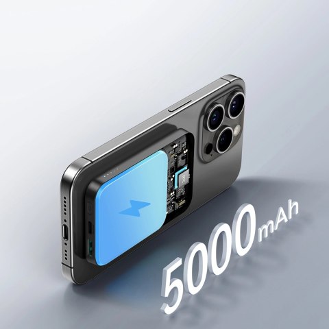 Powerbank Joyroom JR-W020 Mini 5000mAh USB-A USB-C indukcyjny 20W - czarny + kabel USB-C / USB-C