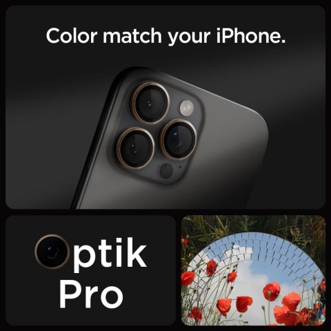 OSŁONA APARATU SPIGEN OPTIK PRO GLAS.TR "EZ FIT" CAMERA PROTECTOR 2-PACK IPHONE 16 PRO / PRO MAX DESERT TITANIUM