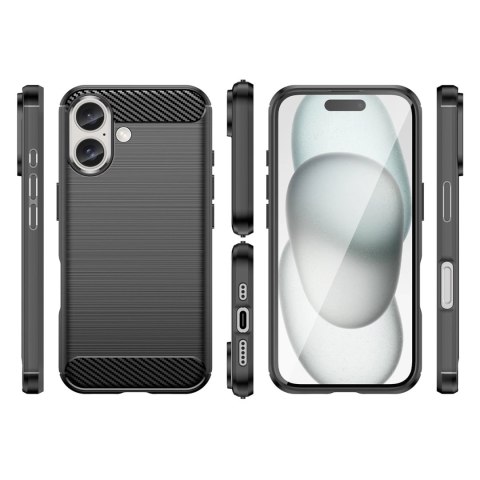 Etui silikonowe Carbon Case do iPhone 16 - czarne