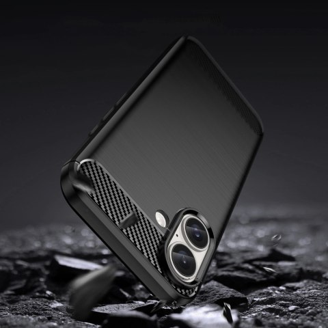 Etui silikonowe Carbon Case do iPhone 16 - czarne