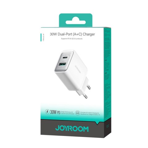 Ładowarka Joyroom JR-TCF15 sieciowa USB-C / USB-A 30W - biała