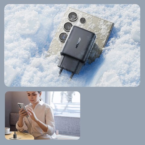 Ładowarka Joyroom JR-TCF23 sieciowa USB-C 25W SFC / PPS / PD - czarna + kabel USB-C / USB-C 1m