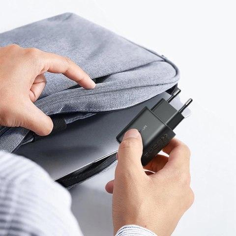 Ładowarka Joyroom JR-TCF23 sieciowa USB-C 25W SFC / PPS / PD - czarna + kabel USB-C / USB-C 1m