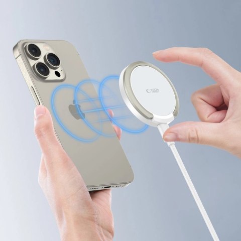 Ładowarka Tech-Protect QI15W-A33 indukcyjna z MagSafe i podstawką z kablem USB-A / USB-C - biała