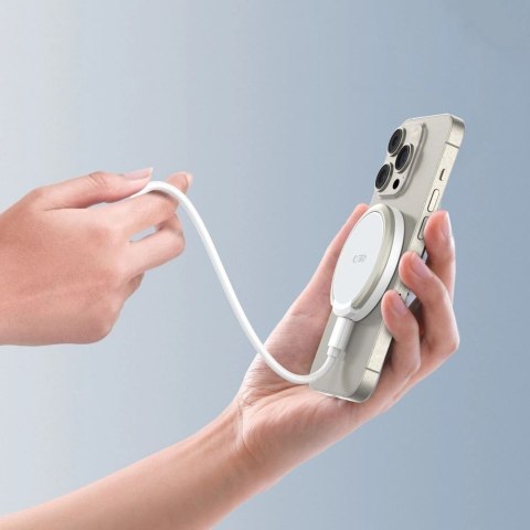 Ładowarka Tech-Protect QI15W-A33 indukcyjna z MagSafe i podstawką z kablem USB-A / USB-C - biała