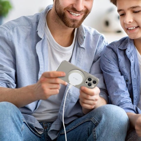 Ładowarka Tech-Protect QI15W-A33 indukcyjna z MagSafe i podstawką z kablem USB-A / USB-C - biała