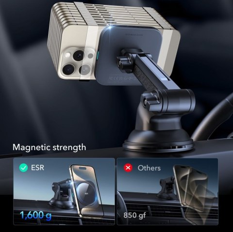 ESR HALOLOCK MAGNETIC MAGSAFE DASHBOARD CAR MOUNT WIRELESS CHARGER QI2 15W BLACK