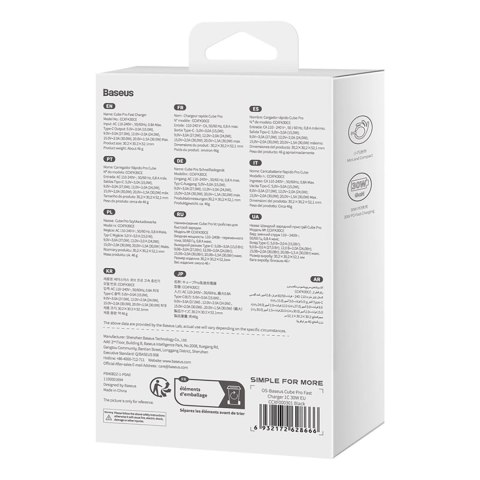 Ładowarka sieciowa Baseus Cube Pro 30W USB-C - czarna