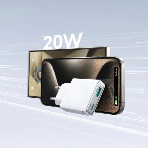Ładowarka sieciowa Joyroom JR-TCF14 20W USB-A USB-C supercienka - biała