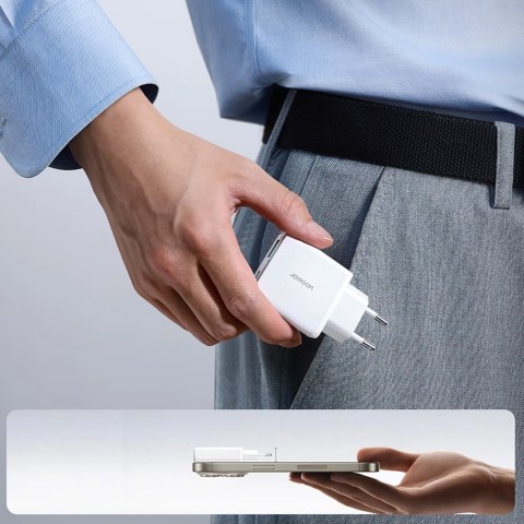 Ładowarka sieciowa Joyroom JR-TCF14 20W USB-A USB-C supercienka - biała