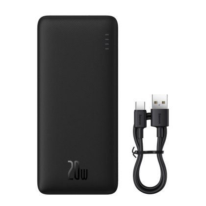 Powerbank Baseus Airpow 20W 20000mAh z kablem Baseus Simple Series USB-A - USB-C 50cm - czarny