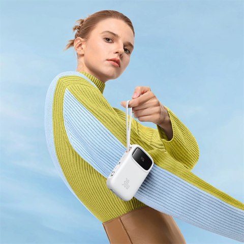 Powerbank Baseus QPow 2 30W 10000mAh z wbudowanymi kablami USB-C - biały