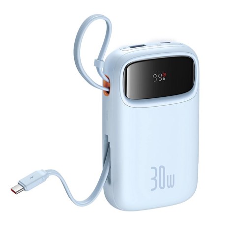 Powerbank Baseus QPow 2 30W 10000mAh z wbudowanymi kablami USB-C - niebieski