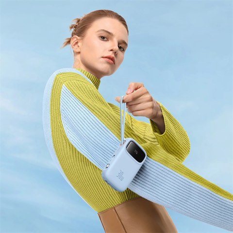 Powerbank Baseus QPow 2 30W 10000mAh z wbudowanymi kablami USB-C - niebieski