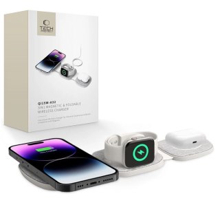 Ładowarka Tech-Protect QI15W-A32 indukcyjna 3w1 z MagSafe na smartfon / Apple Watch / AirPods - szara