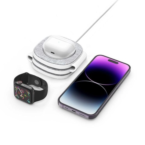 Ładowarka Tech-Protect QI15W-A32 indukcyjna 3w1 z MagSafe na smartfon / Apple Watch / AirPods - szara