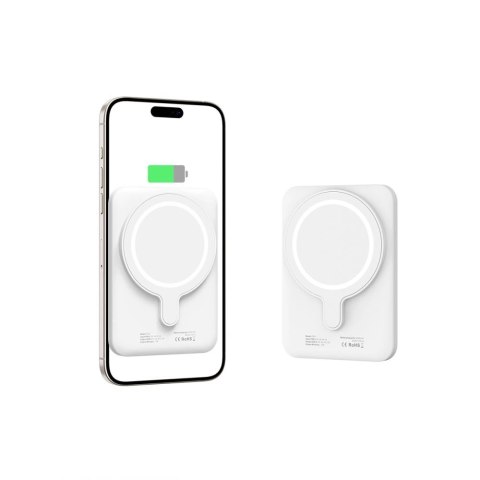 Powerbank Tech-Protect LifeMag PB10 z MagSafe 5000mAh 15W port USB-C - biały + kabel USB-C