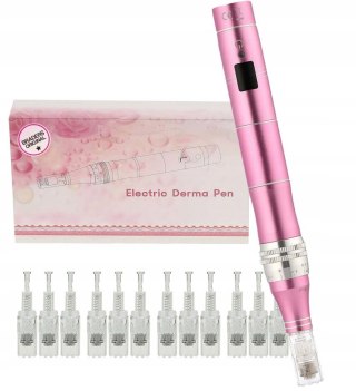 DERMA PRO Bezprzewodowy Derma Pen urządzenie do Mezoterapii + 12 Kartridży